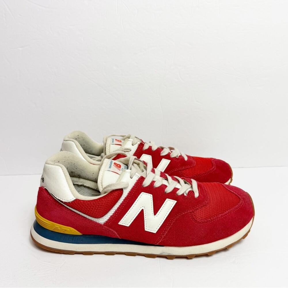NEW BALANCE RED AND WHITE MEN CLASSIC 574 COMFORT SNEAKERS SIZE 10.5 - Picture 8 of 8